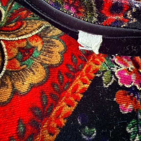 💫Stunning Vintage 90s Y2K Vivid Velvet Floral Paisley Patchwork Long Sleeve Top - Picture 6 of 15